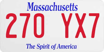 MA license plate 270YX7