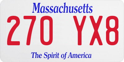 MA license plate 270YX8