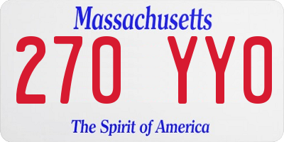 MA license plate 270YY0