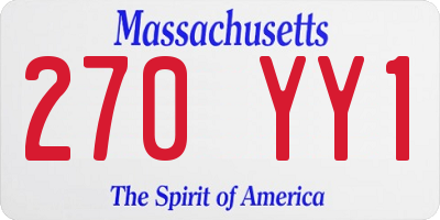 MA license plate 270YY1