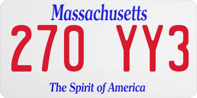 MA license plate 270YY3