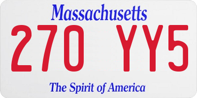 MA license plate 270YY5
