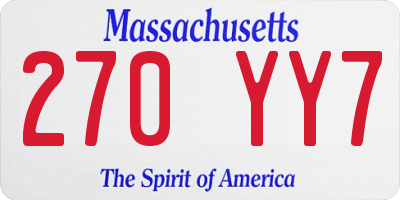 MA license plate 270YY7