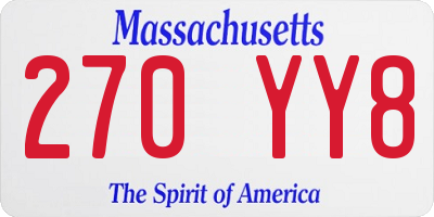 MA license plate 270YY8