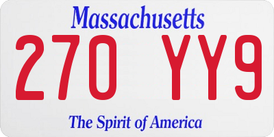 MA license plate 270YY9