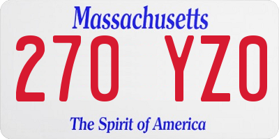 MA license plate 270YZ0