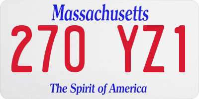 MA license plate 270YZ1