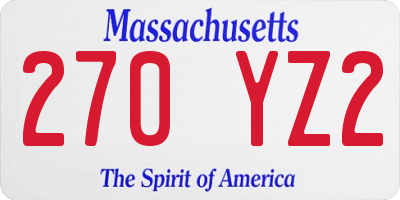 MA license plate 270YZ2