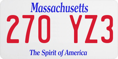 MA license plate 270YZ3