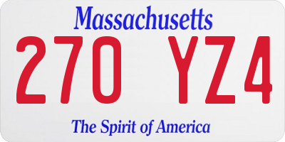 MA license plate 270YZ4