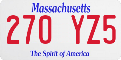 MA license plate 270YZ5