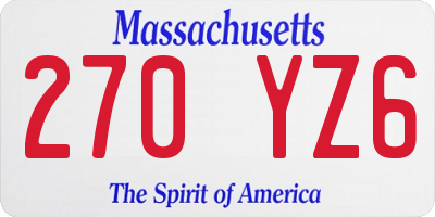 MA license plate 270YZ6
