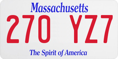 MA license plate 270YZ7