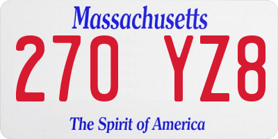 MA license plate 270YZ8