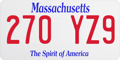 MA license plate 270YZ9