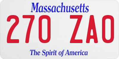 MA license plate 270ZA0