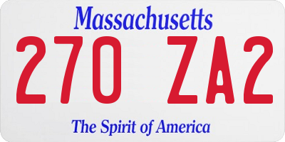 MA license plate 270ZA2