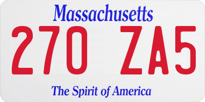 MA license plate 270ZA5
