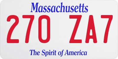 MA license plate 270ZA7