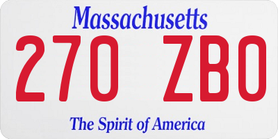 MA license plate 270ZB0