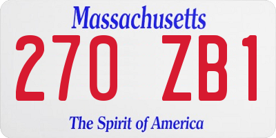MA license plate 270ZB1