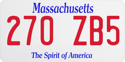 MA license plate 270ZB5