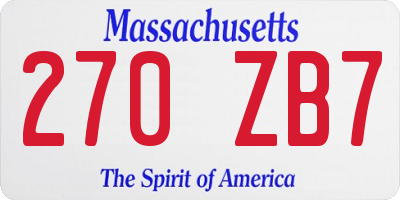 MA license plate 270ZB7