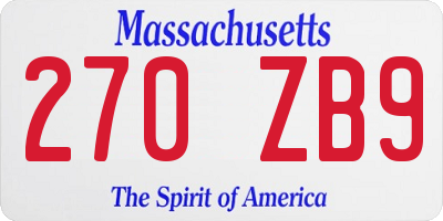 MA license plate 270ZB9