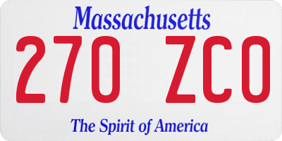 MA license plate 270ZC0