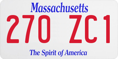 MA license plate 270ZC1