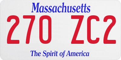 MA license plate 270ZC2