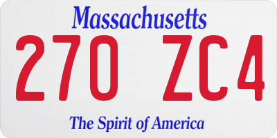 MA license plate 270ZC4