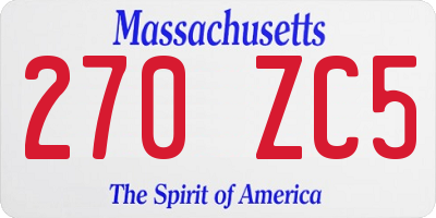 MA license plate 270ZC5