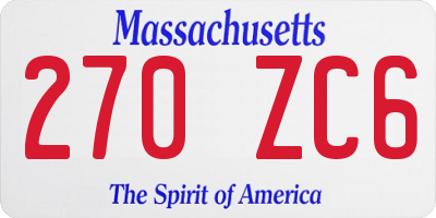 MA license plate 270ZC6