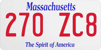 MA license plate 270ZC8