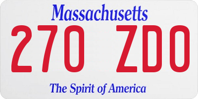 MA license plate 270ZD0