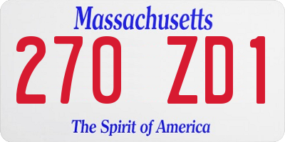 MA license plate 270ZD1