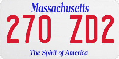 MA license plate 270ZD2