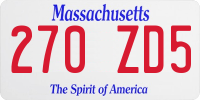 MA license plate 270ZD5