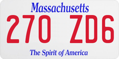 MA license plate 270ZD6