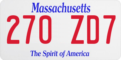 MA license plate 270ZD7