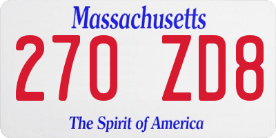 MA license plate 270ZD8