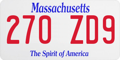 MA license plate 270ZD9