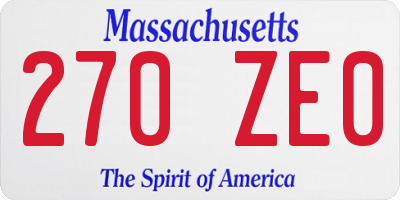 MA license plate 270ZE0