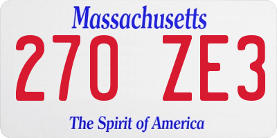 MA license plate 270ZE3