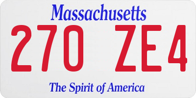 MA license plate 270ZE4