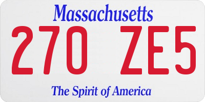 MA license plate 270ZE5