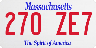 MA license plate 270ZE7