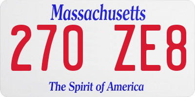 MA license plate 270ZE8