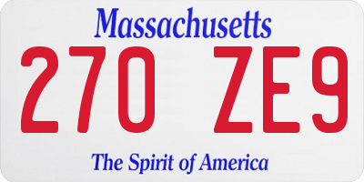 MA license plate 270ZE9